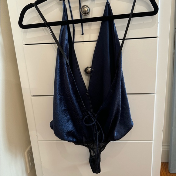 Blue free people halter bodysuit NEVER WORN - Picture 2 of 5